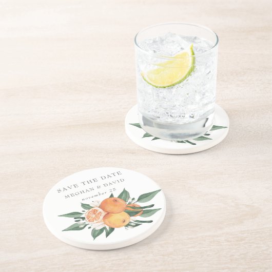 Orange Blossoms Citrus Botanical Wedding   コースター (側面)