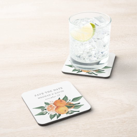 Orange Blossoms Citrus Botanical Wedding   コースター (右側)