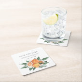 Orange Blossoms Citrus Botanical Wedding  スクエアペーパーコースター (インサイチュ)
