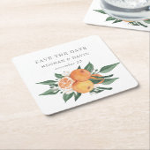Orange Blossoms Citrus Botanical Wedding  スクエアペーパーコースター (アングル)