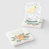 Orange Blossoms Citrus Botanical Wedding ストーンコースター (横)