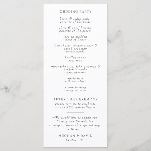 Orange Blossoms Citrus Botanical Wedding  プログラム (裏面)