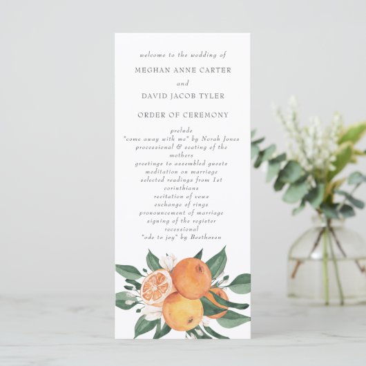 Orange Blossoms Citrus Botanical Wedding  プログラム (スタンド正面)