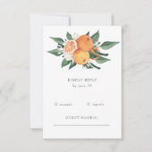 Orange Blossoms Citrus Botanical Wedding 出欠カード (正面)