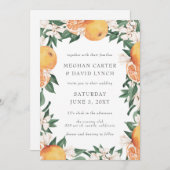 Orange Blossoms Citrus Botanical Wedding 招待状 (正面/裏面)