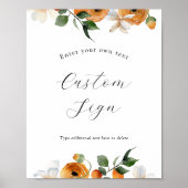Orange Blossoms Custom Text Sign ポスター (正面)