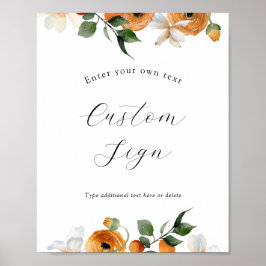 Orange Blossoms Custom Text Sign ポスター