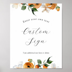 Orange Blossoms Custom Text Sign ポスター