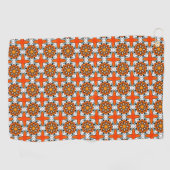 Orange, blue and white geometric patterned ゴルフタオル (横)