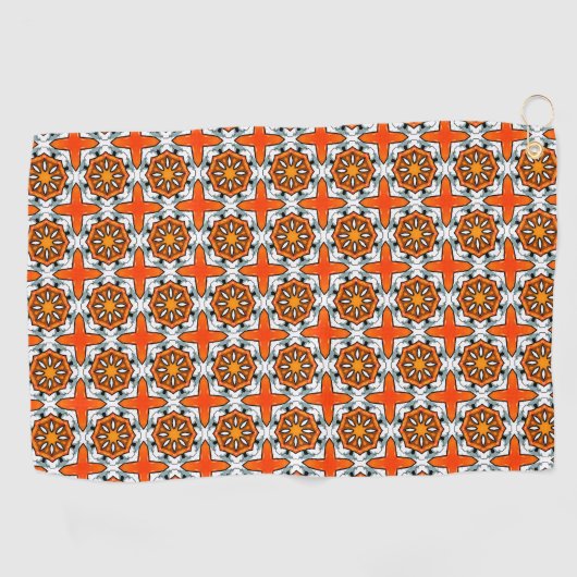 Orange, blue and white geometric patterned ゴルフタオル (横)