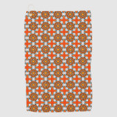 Orange, blue and white geometric patterned ゴルフタオル (正面)