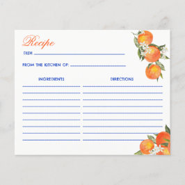 Orange blue azulejo talavera tiles recipe card