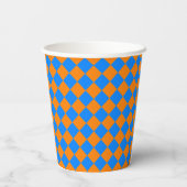 Orange Blue Checker Diamond Pattern 紙コップ (裏面)