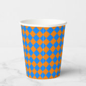 Orange Blue Checker Diamond Pattern 紙コップ (右)