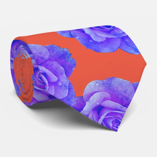 Orange Blue Floral Rose Modern Gift Favor 2026 ネクタイ (ロール)