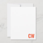 Orange Blue Retro Typography Monogram Initial ノートカード (正面)