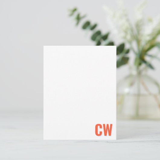 Orange Blue Retro Typography Monogram Initial ノートカード (スタンド正面)