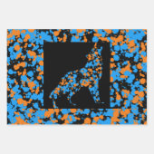 Orange Blue Wolf Splattered Paint ラッピングペーパーシート (正面3)