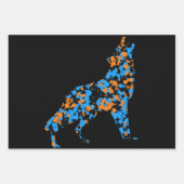 Orange Blue Wolf Splattered Paint  ラッピングペーパーシート (正面2)