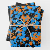 Orange Blue Wolf Splattered Paint  ラッピングペーパーシート (インサイチュ)