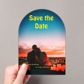 orange boho日付を保存QRウェブサイト名を追加phot アクリル招待状 (インサイチュ (ポータブル))