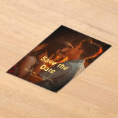 orange boho日付を保存QRウェブサイト名を追加phot アクリル招待状 (レイダウン)