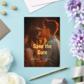 orange boho日付を保存QRウェブサイト名を追加phot アクリル招待状 (インサイチュ (ウェディング))