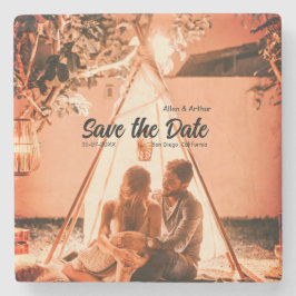 orange boho日付を保存QRウェブサイト名を追加phot ストーンコースター