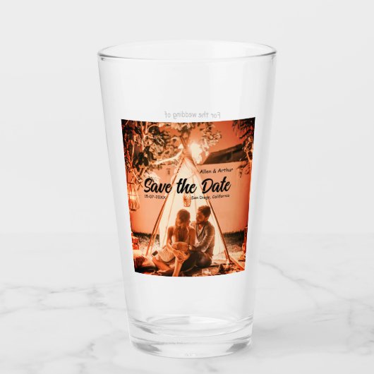 orange boho日付を保存QRウェブサイト名を追加phot タンブラーグラス (正面)