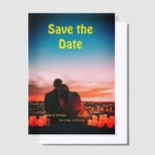 orange boho日付を保存QRウェブサイト名を追加phot ベラム紙招待状 (オフセット)