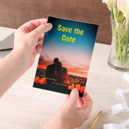 orange boho日付を保存QRウェブサイト名を追加phot ベラム紙招待状