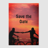 orange boho日付を保存QRウェブサイト名を追加phot ベラム紙招待状 (正面)