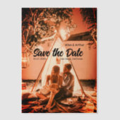 orange boho日付を保存QRウェブサイト名を追加phot ベラム紙招待状 (正面)