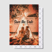 orange boho日付を保存QRウェブサイト名を追加phot ベラム紙招待状 (オフセット (招待状))