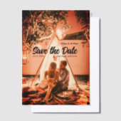 orange boho日付を保存QRウェブサイト名を追加phot ベラム紙招待状 (オフセット)