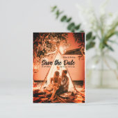 orange boho日付を保存QRウェブサイト名を追加phot ポストカード (スタンド正面)