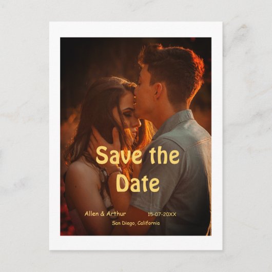 orange boho日付を保存QRウェブサイト名を追加phot ポストカード (正面)