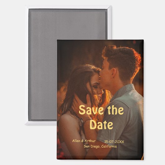 orange boho日付を保存QRウェブサイト名を追加phot マグネット (正面/裏面)