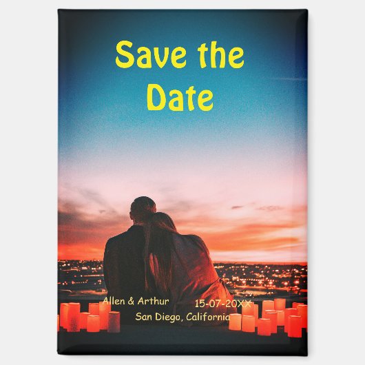 orange boho日付を保存QRウェブサイト名を追加phot マグネット (正面)