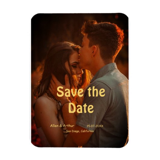 orange boho日付を保存QRウェブサイト名を追加phot マグネット (縦)