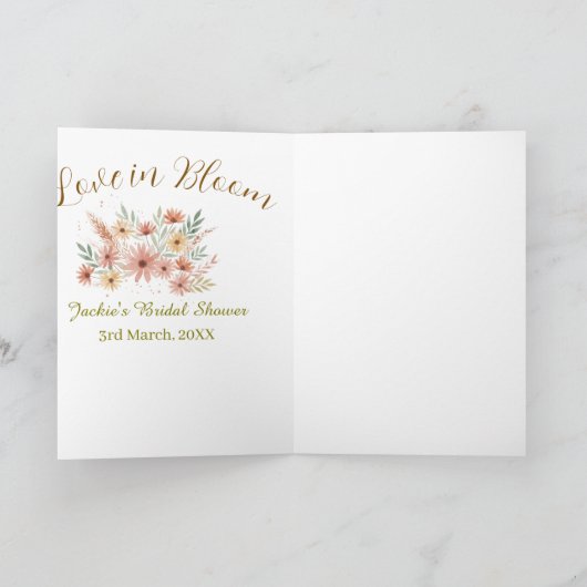 Orange boho love in Bloom bridal shower name retro カード (内部)