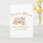 Orange boho love in Bloom bridal shower name retro カード (黄色い花)