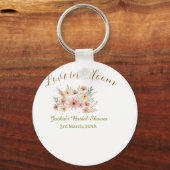 Orange boho love in Bloom bridal shower name retro キーホルダー (裏面)