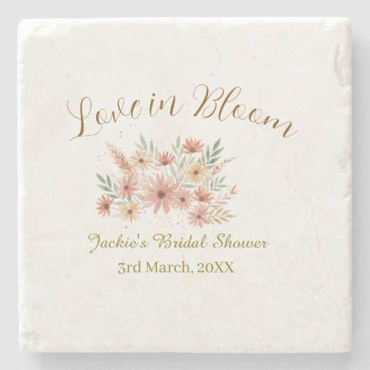 Orange boho love in Bloom bridal shower name retro ストーンコースター (正面)