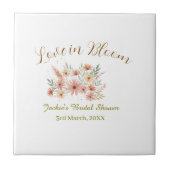 Orange boho love in Bloom bridal shower name retro タイル (正面)