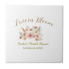 Orange boho love in Bloom bridal shower name retro タイル