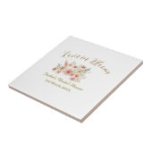 Orange boho love in Bloom bridal shower name retro タイル (側面)