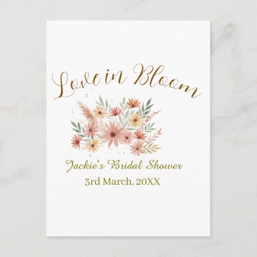 Orange boho love in Bloom bridal shower name retro ポストカード (正面)