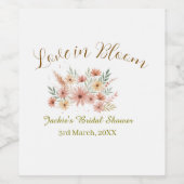 Orange boho love in Bloom bridal shower name retro ワインラベル (シングルラベル)