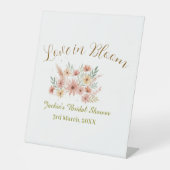 Orange boho love in Bloom bridal shower name retro 台座サイン (正面)